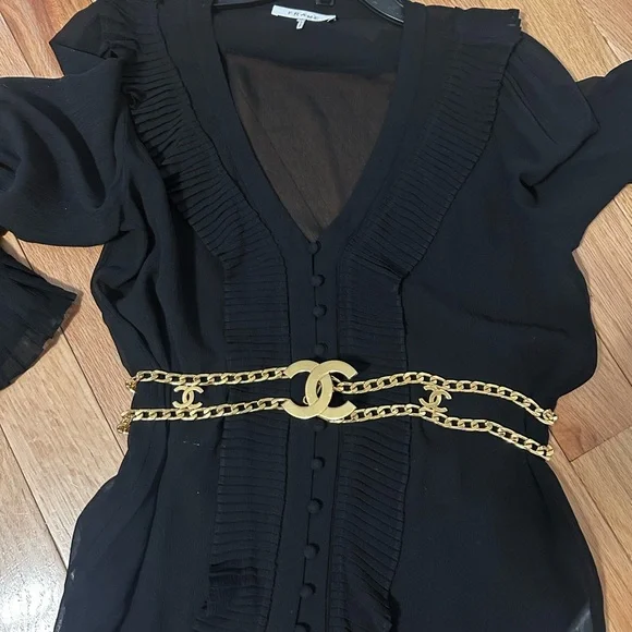 CHANEL | Accessories | Chanel Black And Gold Chain Belt With Iconic Cc Logo  | Poshmark